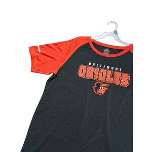 NWT Baltimore Orioles Boys 2XL 18 Shirt Genuine Merch Colorblock Raglan MLB Gray